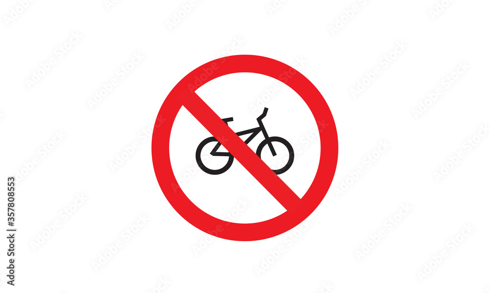 No bicycles prohibition sign ban red and white circle vector illustration No bicycles prohibition sign ban red and white circle vector illustration