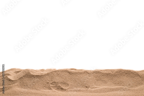 Sand texture closeup. Sand isolated on white.