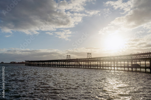 Historic Rio Tinto Pier by sunset in Huelva, Andalusia, Spain