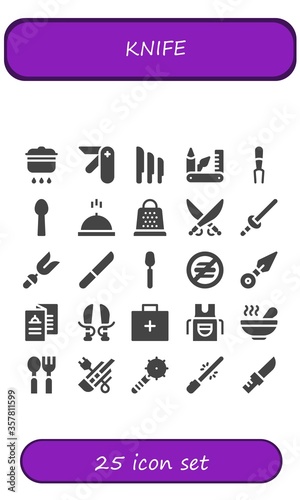 Modern Simple Set of knife Vector filled Icons