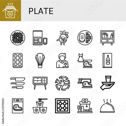 plate simple icons set