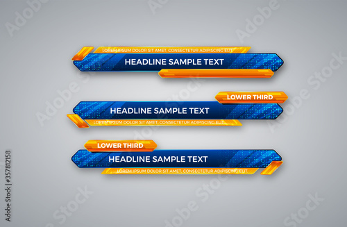 lower third banner. TV, bars, set. Streaming Video. Breaking news,Sport News, Interface, vector design template
