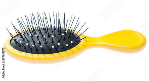 Yellow paddle brush is on white background  side view