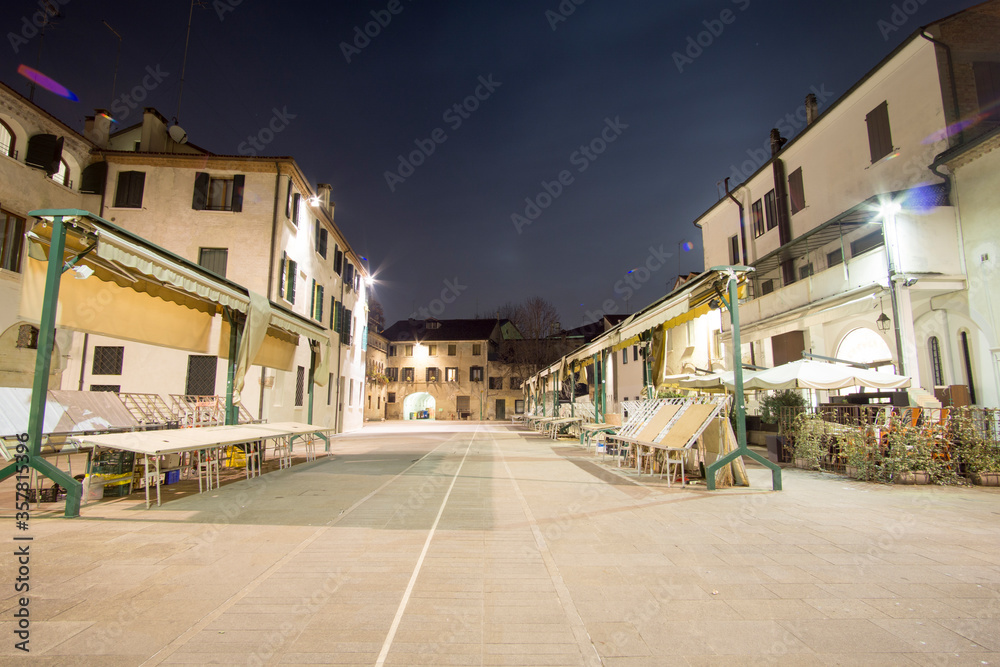 Treviso Italy on January 21, 2019: Cityscape at twilight. Treviso Italy on January 21, 2019: Cityscape at twilight.