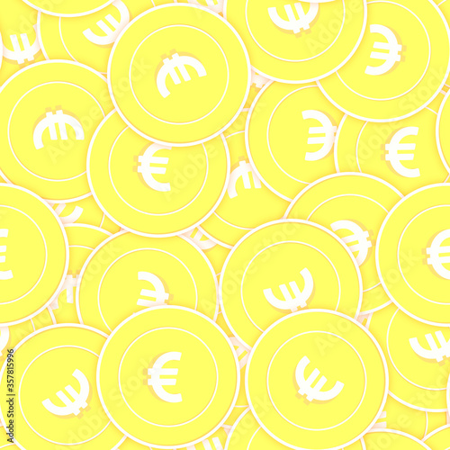 European Union Euro gold coins seamless pattern. S