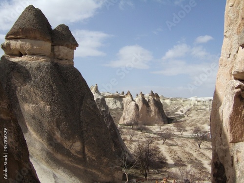 Naturally shapen rocks in Cappadocia photo