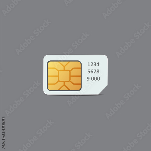 Chip of sim card. Plastic card of cellular connection mock up