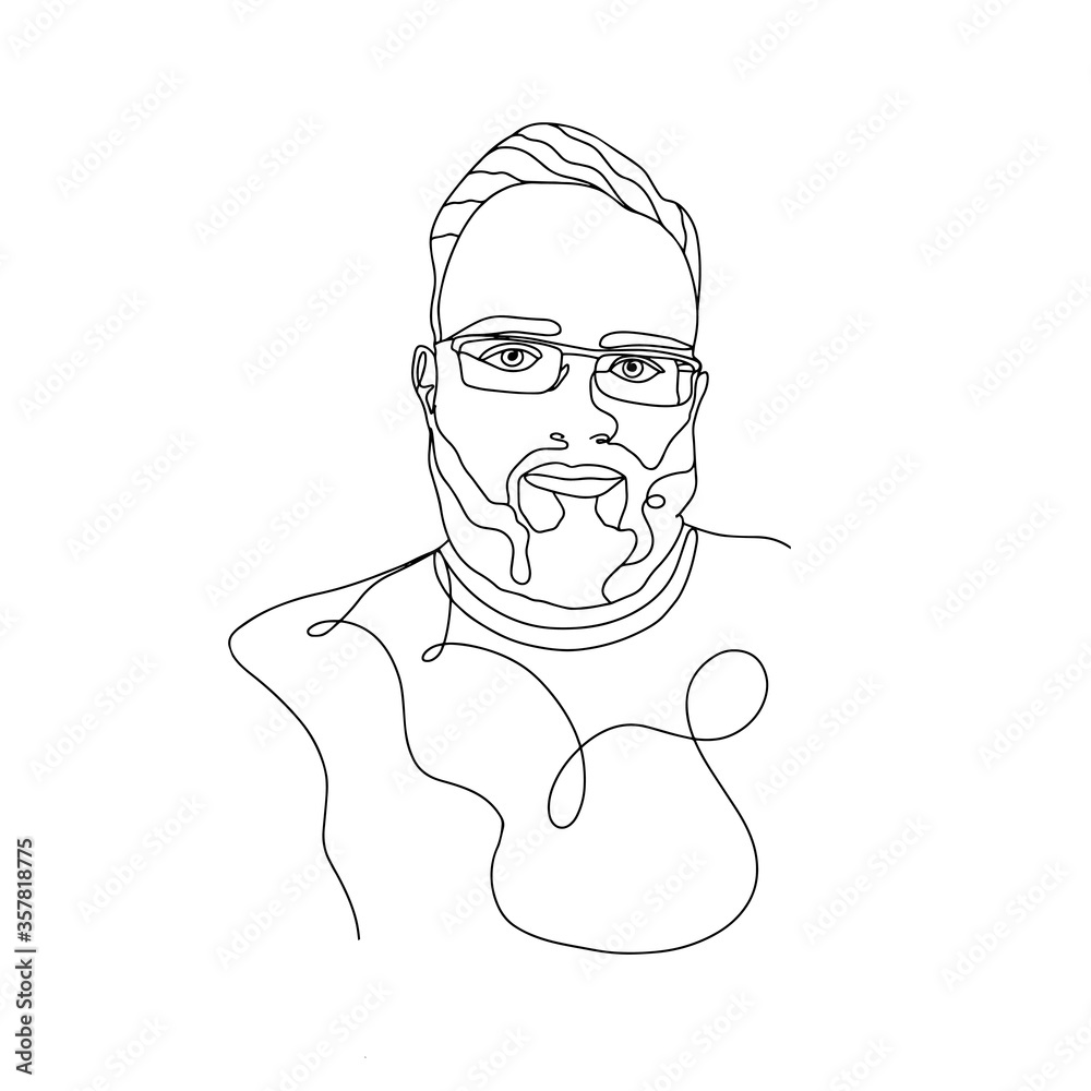 One line man portrait, vector stock illustration One line man portrait, vector stock illustration