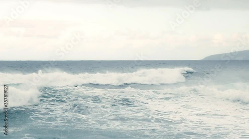 The waves with sea water come abundantly towards the shore. The sound of seawater waves.