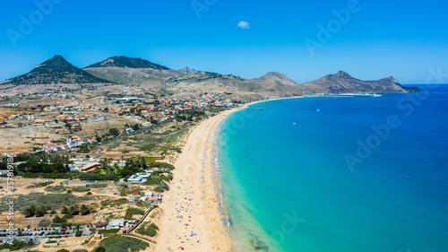 Aerial view of Porto Santo island island beach