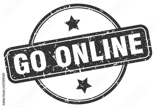 go online grunge stamp. go online round vintage stamp