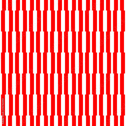 Red vertical lines on white background. Striped wallpaper. Seamless surface pattern design with symmetrical linear ornament. Stripes motif. Digital paper for textile print, page fill. Vector op art