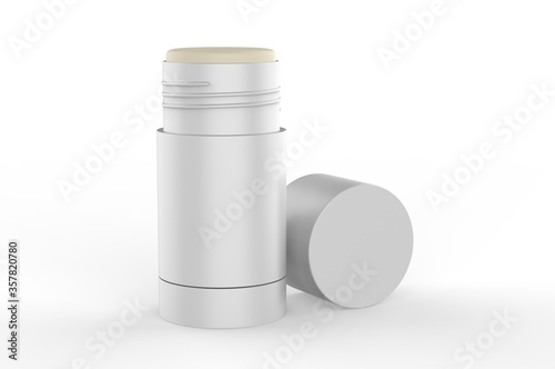 Blank deodorant stick for design presentation and mock up. 3d render illustration.