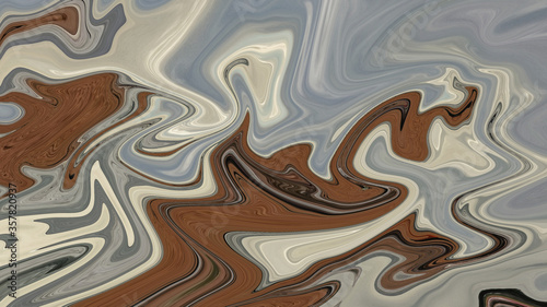 Marbling. Marble texture. Paint splash. fluid design. Abstract colored background. blue, brown, black and white colored texture. Raster illustration