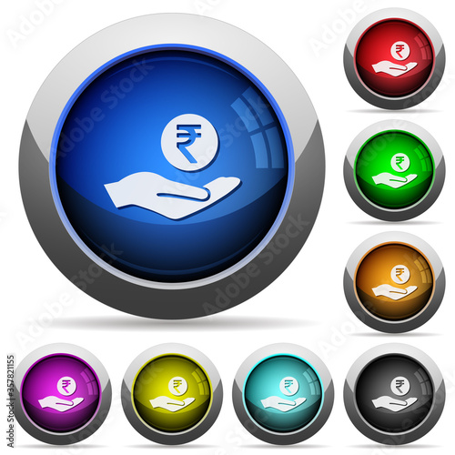 Indian rupee earnings round glossy buttons