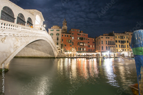 Venice Veneto Italy on January 19, 2019: Twilight at Grand Canal. Rialto bridge. © ANADEL