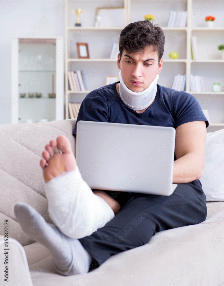 Man injured in car crash recovering at home from whiplash injury Man injured in car crash recovering at home from whiplash injury