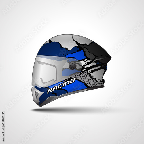 Racing Sport helmet wrap decal and vinyl sticker design.