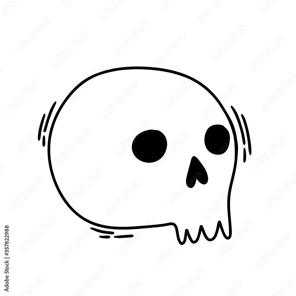 A Doodle style skull isolated on a white background. Vector illustration, can be used for printing on clothing or other Souvenirs. A Doodle style skull isolated on a white background. Vector illustration, can be used for printing on clothing or other Souvenirs.