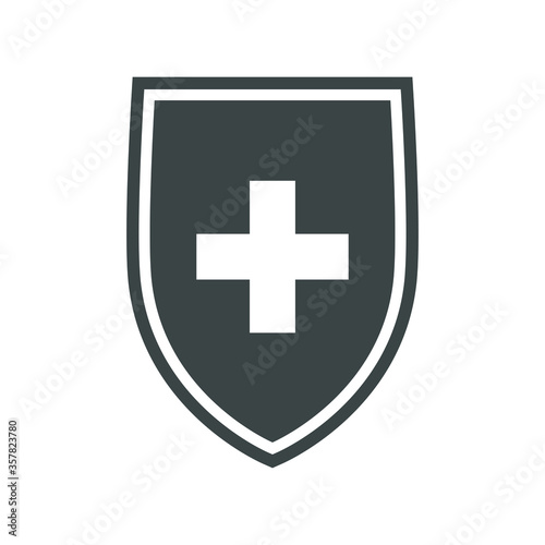Protection of immunity graphic icon. Shield immune system concept. Protection health sign isolated on white background. Vector illustration 