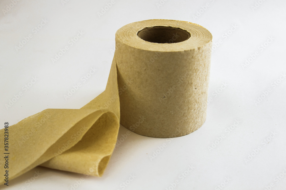 Recycled Toilet Paper. Brown Textured Tissue on a White Background. Stock  Photo | Adobe Stock