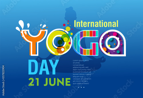 International Yoga day 21 june web banner EPS10 vector.Meditation Practice Yoga Colorful Fitness Concept. Vector illustration