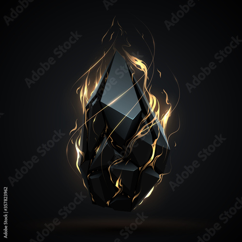 Abstract geometric object with gold light effect