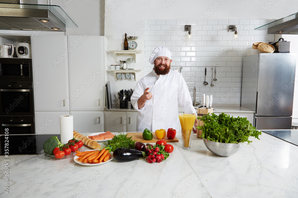Professional cook cut vegetables in the kitchen Professional cook cut vegetables in the kitchen