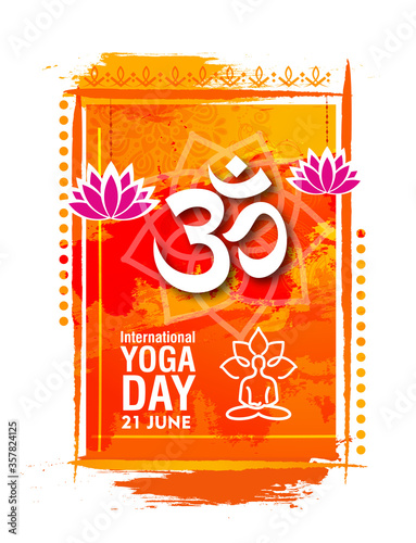 International Yoga day 21 june web banner EPS10 vector.Meditation Practice Yoga Colorful Fitness Concept. Vector illustration