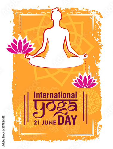 International Yoga day 21 june web banner EPS10 vector.Meditation Practice Yoga Colorful Fitness Concept. Vector illustration