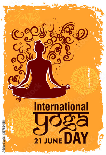 International Yoga day 21 june web banner EPS10 vector.Meditation Practice Yoga Colorful Fitness Concept. Vector illustration