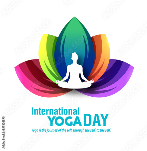 International Yoga day 21 june web banner EPS10 vector.Meditation Practice Yoga Colorful Fitness Concept. Vector illustration