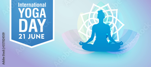 International Yoga day 21 june web banner EPS10 vector.Meditation Practice Yoga Colorful Fitness Concept. Vector illustration