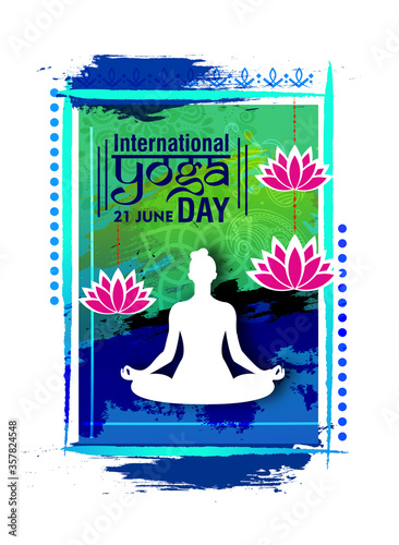 International Yoga day 21 june web banner EPS10 vector.Meditation Practice Yoga Colorful Fitness Concept. Vector illustration