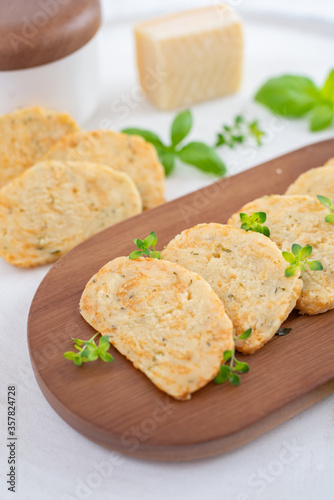 home made cheese crackers with herbs