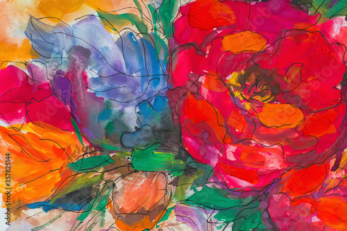 abstract flowers pattern. Painting painting impressionism. texture painting. Abstract flowers. Illustration.