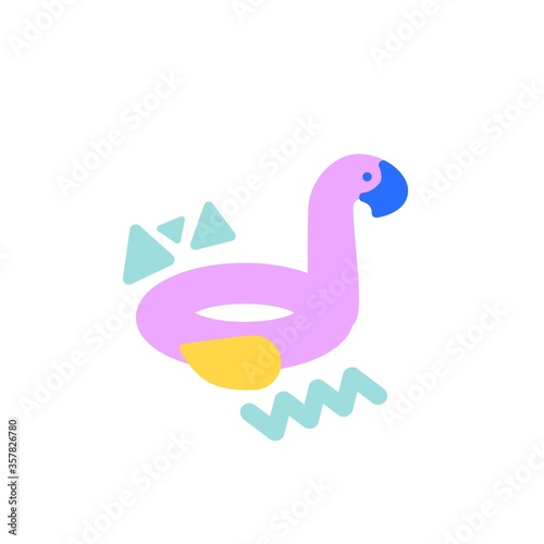 Inflatable flamingo flat icon, vector sign, flamingo float colorful pictogram isolated on white. Symbol, logo illustration. Flat style design
