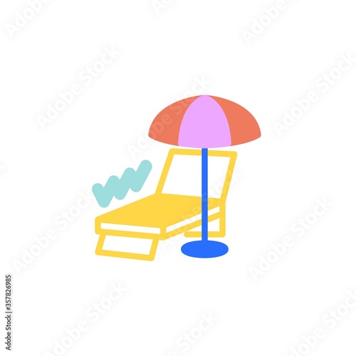 Beach umbrella and lounge flat icon, vector sign, beach chair and umbrella colorful pictogram isolated on white. Symbol, logo illustration. Flat style design