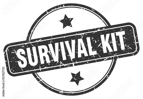 survival kit grunge stamp. survival kit round vintage stamp