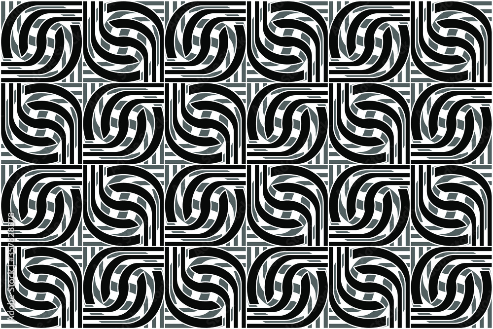 Obraz premium abstract seamless pattern, lines and twists, black and gray monochrome, ornate, strips, for cover, wallpaper, banner, cards, wallpapers and backgrounds