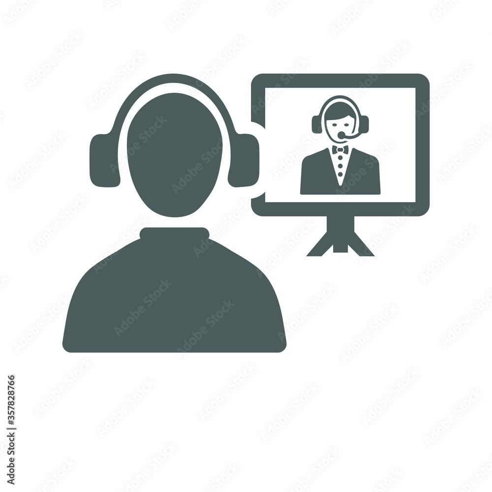 Video conference icon, online interview vector Video conference icon, online interview vector