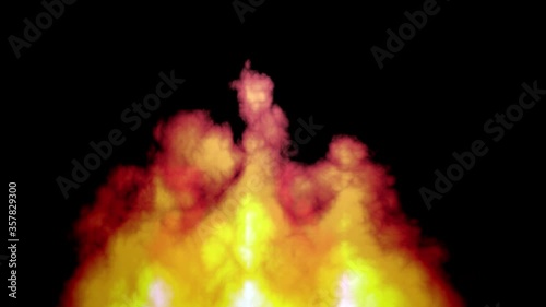 The flame burns up. The fire is flickering. Flames on a black background. 3D rendering