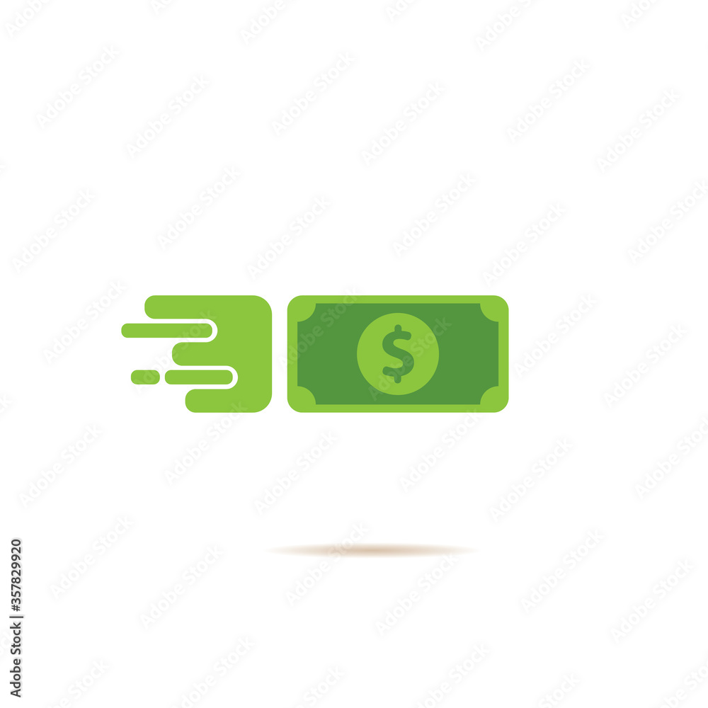 Fast dollar, fast money transfer flat icon vector isolated on white. Fast Exchange logo Fast dollar, fast money transfer flat icon vector isolated on white. Fast Exchange logo
