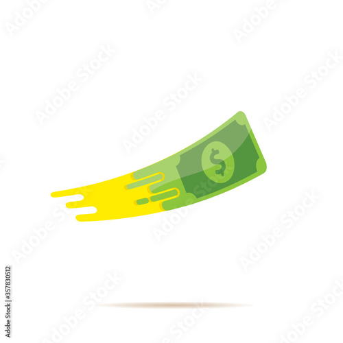Fast dollar, fast money transfer flat icon vector isolated on white. Fast Exchange logo