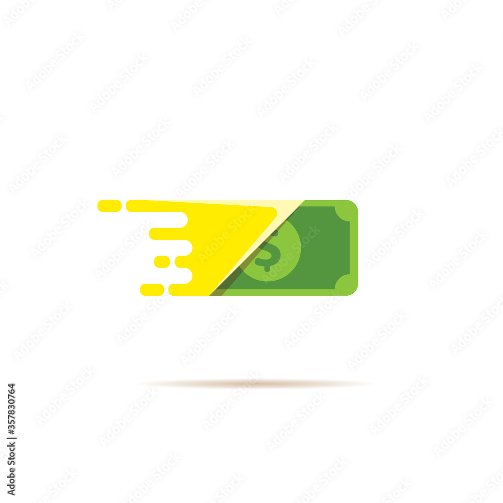 Fast dollar, fast money transfer flat icon vector isolated on white. Fast Exchange logo Fast dollar, fast money transfer flat icon vector isolated on white. Fast Exchange logo