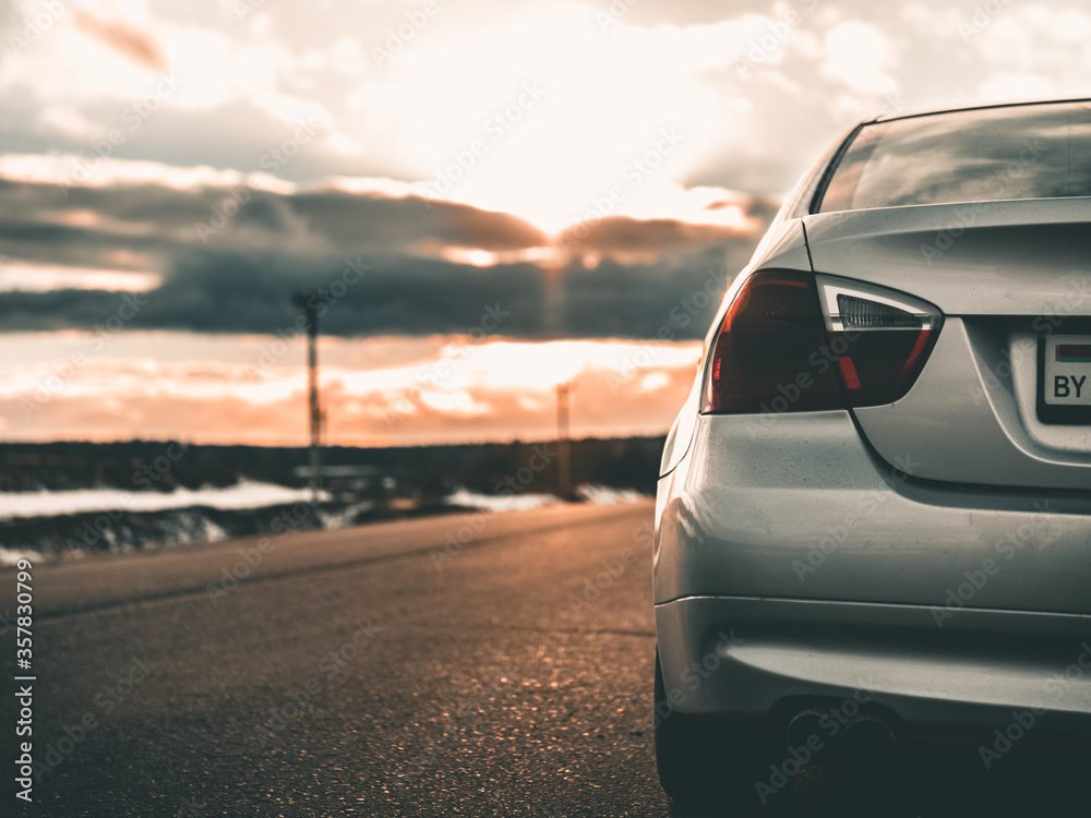 Wonderful photo of my car at sunset.