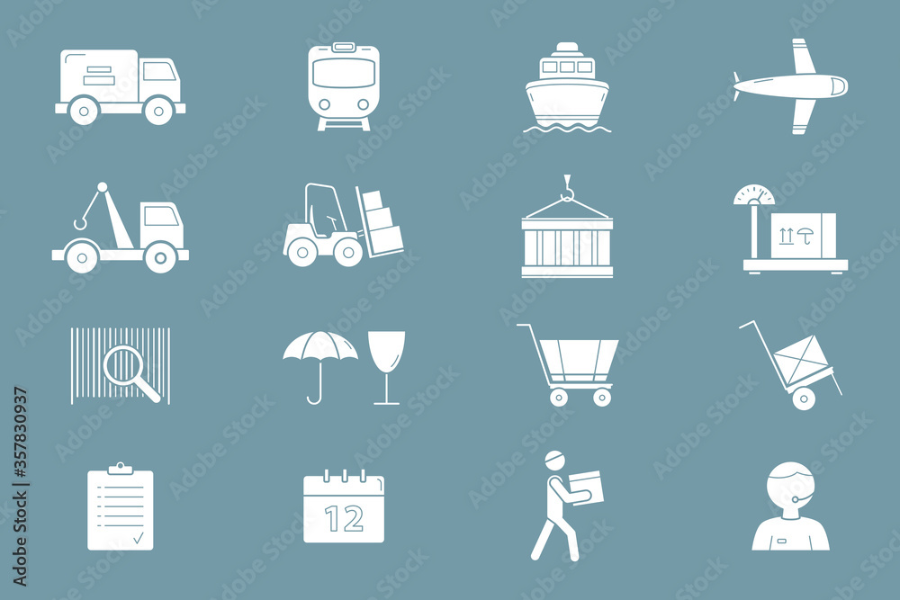 Delivery Icons set - Vector silhouettes of shipping, service, transportation, logistics for the site or interface Delivery Icons set - Vector silhouettes of shipping, service, transportation, logistics for the site or interface
