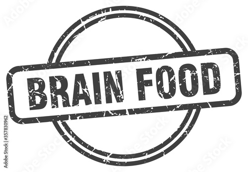 brain food grunge stamp. brain food round vintage stamp