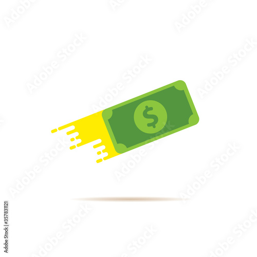Fast dollar, fast money transfer flat icon vector isolated on white. Fast Exchange logo