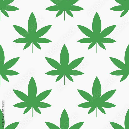 Marijuana hemp leaf green pattern.